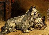 Terriers Paintings - Two Terriers by Ralph Hedley